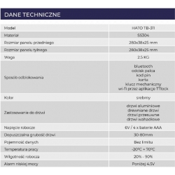 Zamek HATO TB-311 klamka zewnętrzna 3 karty