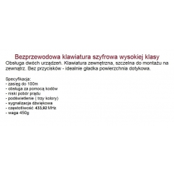 DOTYKOWA BEZPRZEWODOWA KLAWIATURA KODOWA SZYFROWA HOME POWER GIANT