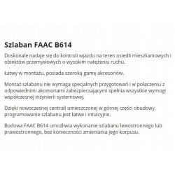Szlaban FAAC B614 , kolumna z centralą