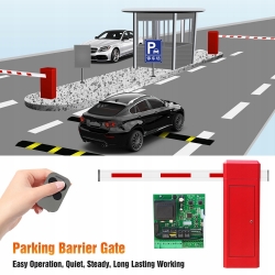 Szlaban parkingowy SafeGuard z ramieniem 6m fotokomórkami 2 piloty lampa